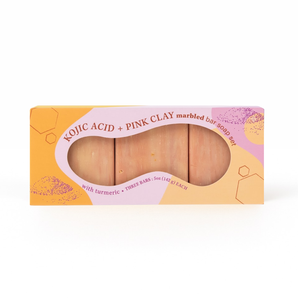 Kojic Acid + Pink Clay Turmeric Bar Soap Set